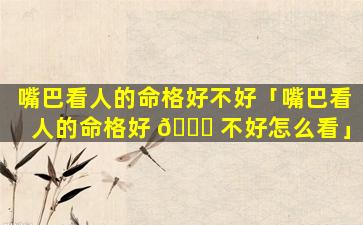 嘴巴看人的命格好不好「嘴巴看人的命格好 🐈 不好怎么看」